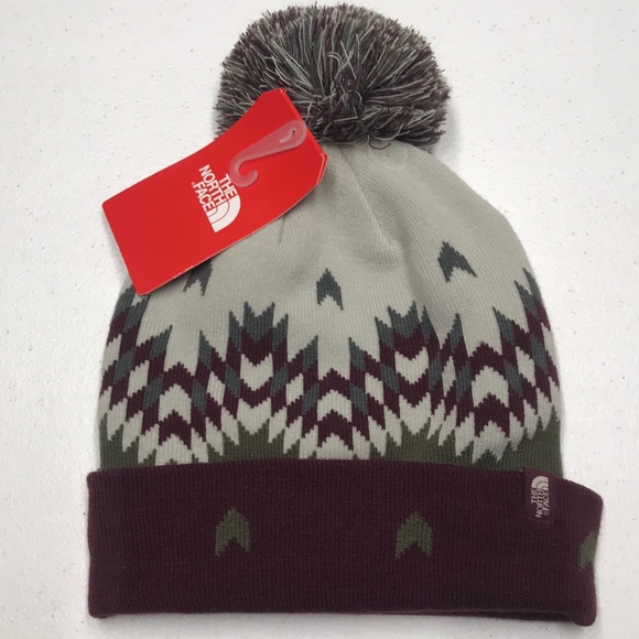 north face hat with pom pom